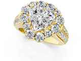 Yellow gold Heart Halo Diamond Engagement Ring with Split Shank and Prong Setting_66