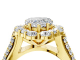 Yellow gold Heart Halo Diamond Engagement Ring with Split Shank and Prong Setting_69