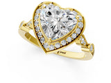 Yellow gold Heart Halo Diamond Engagement Ring with Twisted Band and Four-Prong Setting 1