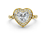Yellow gold Heart Halo Diamond Engagement Ring with Twisted Band and Four-Prong Setting
