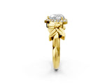 Yellow gold Heart Halo Diamond Floral Band with Four-Prong Setting_78