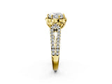Yellow gold Heart Halo Diamond Floral Split Shank Engagement Ring 2