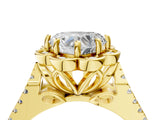 Yellow gold Heart Halo Diamond Floral Split Shank Engagement Ring 4