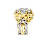 Yellow gold Heart Halo Diamond Floral Split Shank Engagement Ring 5