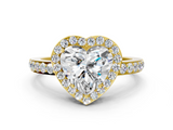 Yellow gold Heart Halo Diamond Pavé Band Ring with Prong Setting_20