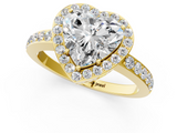 Yellow gold Heart Halo Diamond Pavé Band Ring with Prong Setting_21