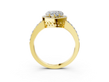 Yellow gold Heart Halo Diamond Pavé Band Ring with Prong Setting_23