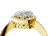 Yellow gold Heart Halo Diamond Pavé Band Ring with Prong Setting_24