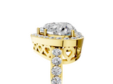 Yellow gold Heart Halo Diamond Pavé Band Ring with Prong Setting_25