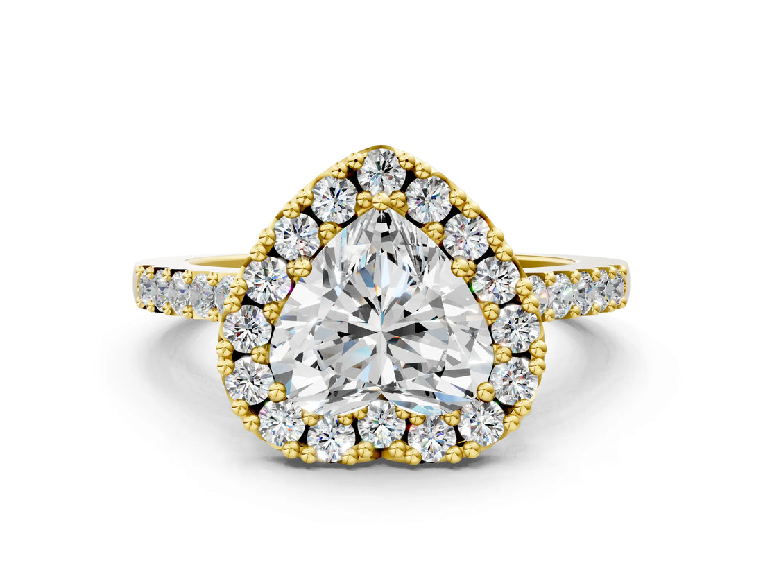 Yellow gold Heart Halo Diamond Pavé Solitaire Ring_51
