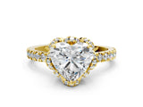 Yellow gold Heart Halo Diamond Pave Band Ring with Four-Prong Setting_34