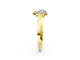 Yellow gold Heart Halo Diamond Ring with Cathedral Band and Four-Prong Setting_64