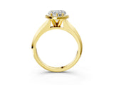 Yellow gold Heart Halo Diamond Ring with Cathedral Band and Four-Prong Setting_65