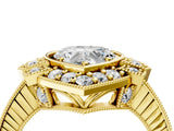 Yellow gold Heart Halo Diamond Ring with Milgrain Bezel and Prong Setting_10