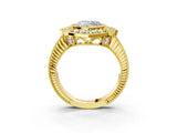 Yellow gold Heart Halo Diamond Ring with Milgrain Bezel and Prong Setting_9