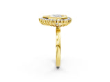 Yellow gold Heart Halo Diamond Ring with Milgrain Edge and Round Prong Setting_28