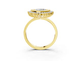 Yellow gold Heart Halo Diamond Ring with Milgrain Edge and Round Prong Setting_29