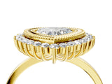 Yellow gold Heart Halo Diamond Ring with Milgrain Edge and Round Prong Setting_30