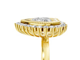 Yellow gold Heart Halo Diamond Ring with Milgrain Edge and Round Prong Setting_31