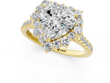 Yellow gold Heart Halo Diamond Ring with Pavé Band and Prong Setting_21