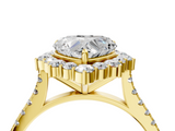Yellow gold Heart Halo Diamond Ring with Pavé Band and Prong Setting_24