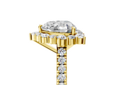 Yellow gold Heart Halo Diamond Ring with Pavé Band and Prong Setting_25