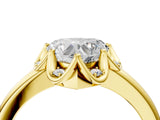 Yellow gold Heart Halo Diamond Ring with Round Cluster Setting, Solitaire Band, and Four-Prong Setting_53