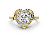 Yellow gold Heart Halo Diamond Ring with Split Shank and Four-Prong Setting_18