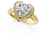Yellow gold Heart Halo Diamond Ring with Split Shank and Four-Prong Setting_19