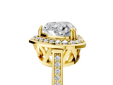 Yellow gold Heart Halo Diamond Ring with Split Shank and Four-Prong Setting_23
