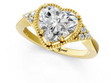 Yellow gold Heart Halo Diamond Ring with Tapered Band and Four-Prong Setting_11