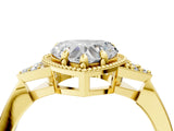Yellow gold Heart Halo Diamond Ring with Tapered Band and Four-Prong Setting_14