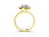 Yellow gold Heart Halo Diamond Solitaire with Pavé Band and Four-Prong Setting_74