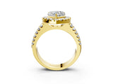 Yellow gold Heart Halo Diamond Split Shank Engagement Ring with Prong Setting_42