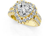 Yellow gold Heart Halo Diamond Split Shank Engagement Ring with Prong Setting_52