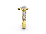 Yellow gold Heart Halo Diamond Split Shank Engagement Ring with Prong Setting_53