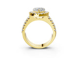 Yellow gold Heart Halo Diamond Split Shank Engagement Ring with Prong Setting_54