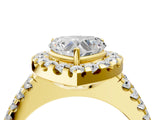 Yellow gold Heart Halo Diamond Split Shank Engagement Ring with Prong Setting_55