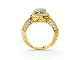 Yellow gold Heart Halo Diamond Split Shank Ring with Milgrain Detail_52