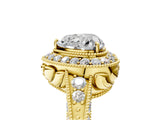 Yellow gold Heart Halo Diamond Split Shank Ring with Milgrain Detail_54
