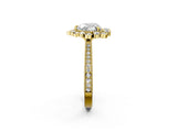 Yellow gold Heart Halo Milgrain Pave Diamond Ring with Four-Prong Setting 2