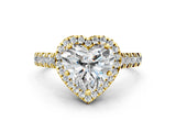 Yellow gold Heart Halo Pavé Diamond Engagement Ring with Four-Prong Setting_27