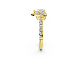 Yellow gold Heart Halo Pavé Diamond Engagement Ring with Four-Prong Setting_29