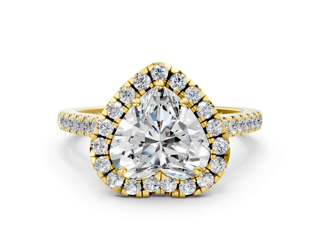 Yellow gold Heart Halo Pavé Diamond Engagement Ring with Four-Prong Setting_3