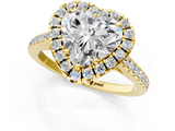 Yellow gold Heart Halo Pavé Diamond Engagement Ring with Four-Prong Setting_4