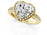 Yellow gold Heart Halo Pave Band Solitaire Ring with Prong Setting_66