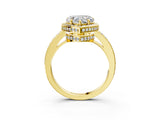 Yellow gold Heart Halo Pave Band Solitaire Ring with Prong Setting_68