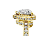 Yellow gold Heart Halo Pave Band Solitaire Ring with Prong Setting_70