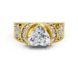 Yellow gold Heart Halo Pave Diamond Engagement Ring with Milgrain Detailing_49