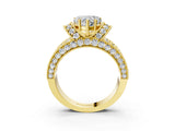 Yellow gold Heart Halo Pave Diamond Engagement Ring with Milgrain Detailing_52